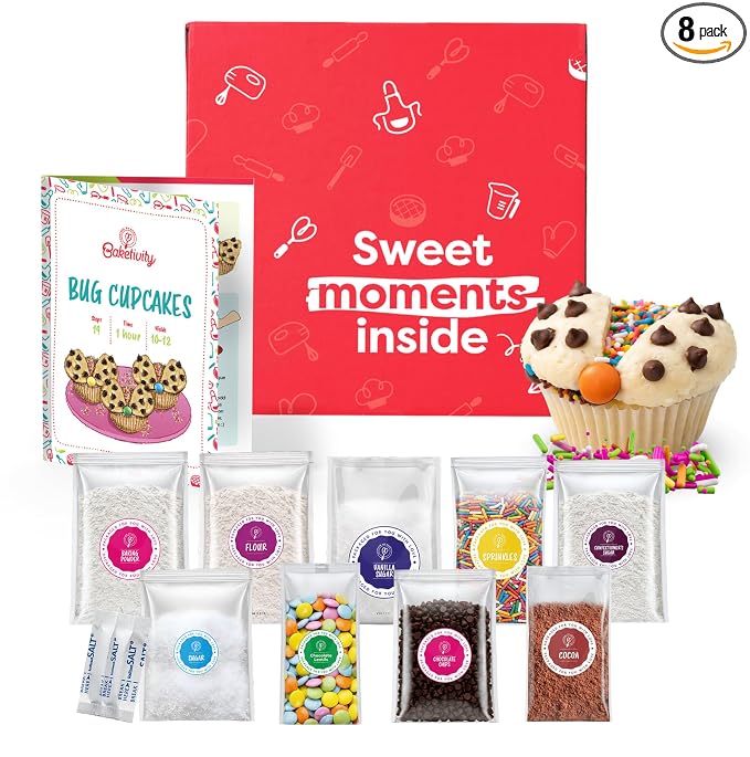 Baketivity Bug Cupcakes Kids Baking Kit with Pre-Measured Ingredients | Bake Delicious Bug Cupcakes DIY Activity Kit Includes Decorating Supplies, Easy Recipe, Great Gift for Boys & Girls Ages 6–12