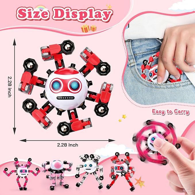3 PCS Travel Toys Transformable Fidget Spinners Toys for Kids and Adults Sensory Toy for Boys Teens Stress Relief Autism ADHD Cool Road Trip Travel Essential Birthdays Gifts for Party Favors