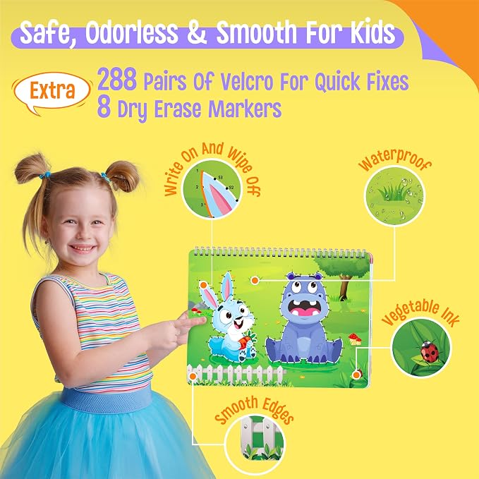 Preschool Busy Book, 30 Different Themes Activities Book, Montessori Learning Toy Educational Tool for Alphabet/Numbers/Color/Shapes/Animals/Weather/Holidays -Autism Sensory Toys for Boys & Girls