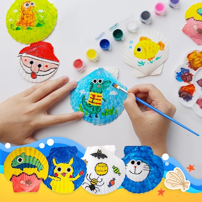 Eleanore's Diary Kids Sea Shell Painting Kit Glow in the Dark Painting | Crafts for Boys Girls - DIY Creative Art Activities Toys Gifts for Age 4 5 6 7 8 9 10 11 12 Year Old - Birthday Holiday Party