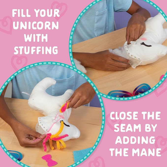 Craft- Tastic - Make a Friend Unicorn - Mini Sewing Kit, Arts and Crafts, Kids Crafts, Craft Kit Makes 1 Easy-to-Sew Stuffie with Accessories, Bonus Travel Tote Included Ages 6+