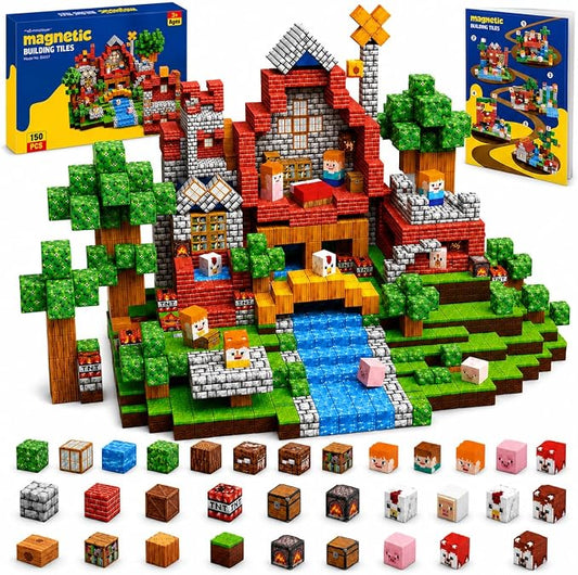 Magnetic Building Blocks 150PCS, 0.8in Stacking Cubes STEM Toy Kids Ages 3+ | Magnet Toys for Kids, Stacking Construction Magnets, School STEM Toys Birthday for Boys & Girls