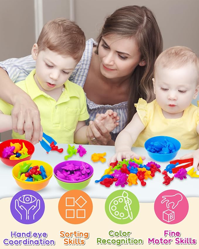 48 Pcs Counting Dinosaurs Toys for Kids 3-5, 4-8, Montessori Learning Toys | Montessori Toys for 3 Year Old, Toddler Sensory Toy, Counting Bears, Preschool Educational Toy for Boys Girls, Birthday Gifts