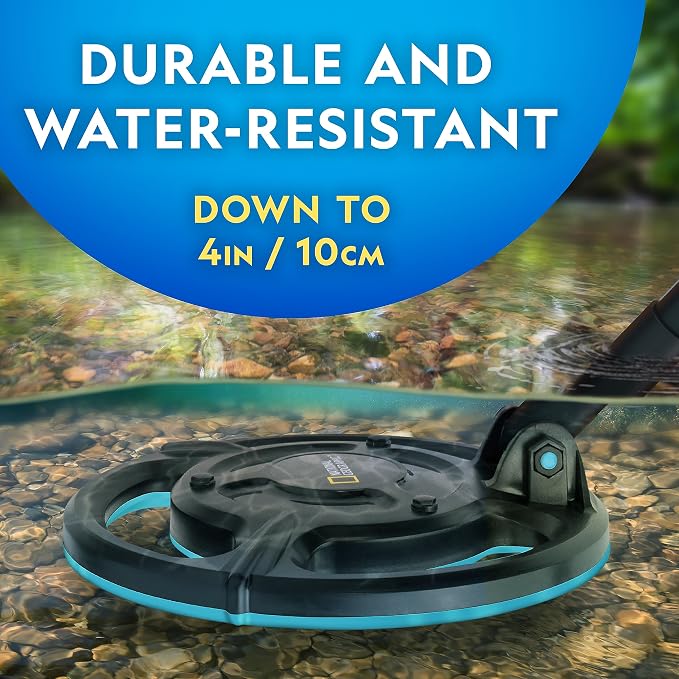 National Geographic Starter Metal Detector Kit for Kids Ages 8-12 | 7.4-Inch Waterproof Coil, Adjustable Design, Trowel Included, Lightweight Detector, Beach Treasure Hunting, Birthday Gift