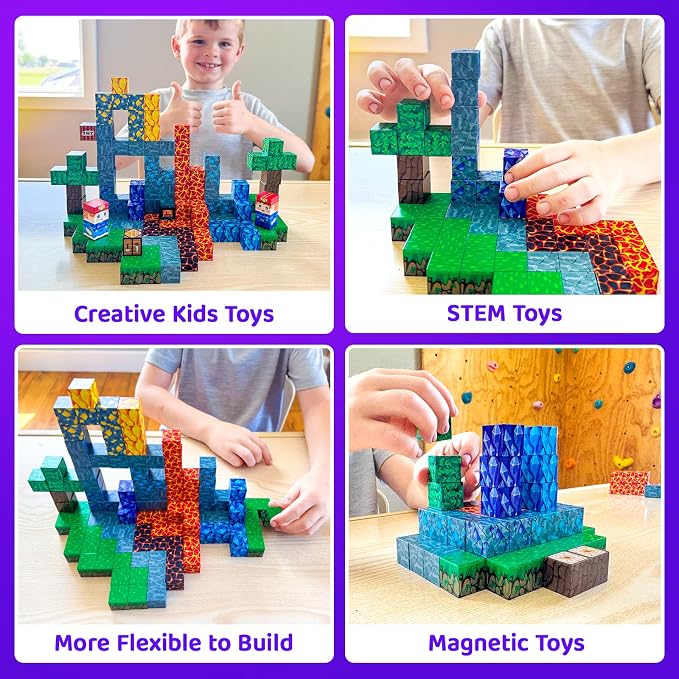 Toyvimo Magnetic Blocks 100PCS Kids Toys Magnetic Building Blocks Build Mine Magnet World Craft Cubes Boys Toys Ages 3-5 4-6 5-7 6-8, 3-12 Year Old Boy Birthday Gifts