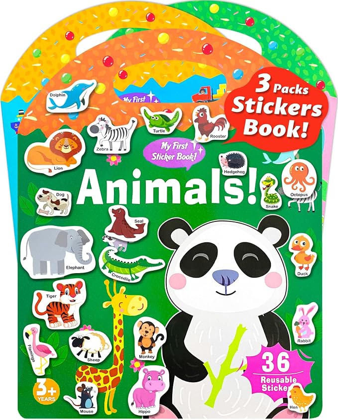 Walenced Reusable Sticker Book for Toddlers, Stickers for Kids, Toddler Toy | Toddler Craft Activities, Toddler Travel Toys, Boy Girl Birthday Gifts, Airplane Travel & Road Trip Essentials Kids
