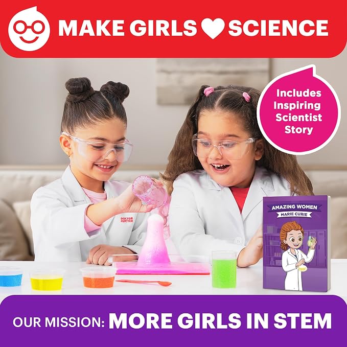 Doctor Jupiter Girls' Explosive Science Experiments Kit for Kids Ages 8+ | Erupting Volcano Science Kits for Kids Ages 8-12, Birthday Gift Ideas Girls 8, 9, 10, 11, 12 Year Olds, STEM Educational Toys