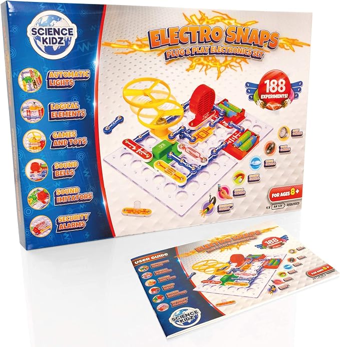 Science Kidz Electronics Kit - 188 Science Experiments Set for Kids | Age 5-10 Years Old - Electric Circuits Experiment Set - Educational STEM Toys