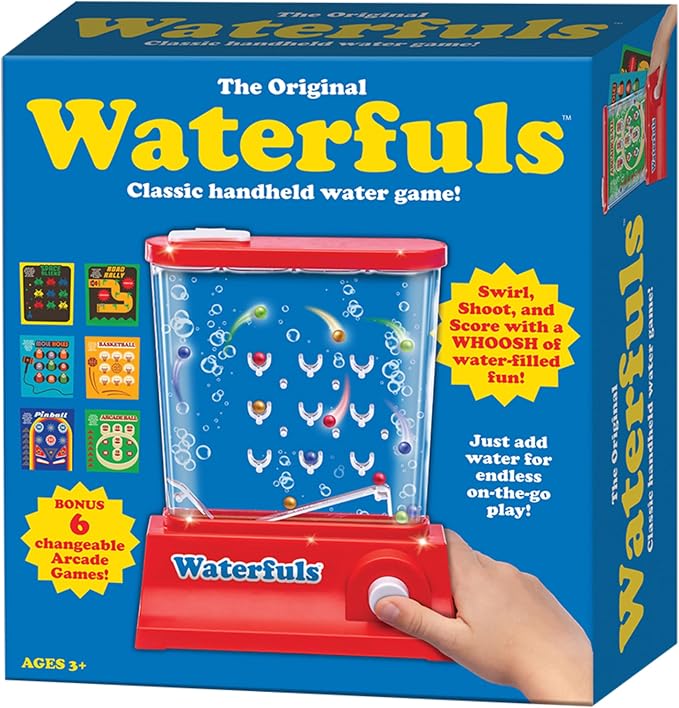 Original Waterfuls Handheld Games, Kids Retro Travel Games, Fidget Toys | Retro Travel Games, Fidget Toys, Water Games, Kids Games, Screen Free, 6 Interchangeable Back Panels