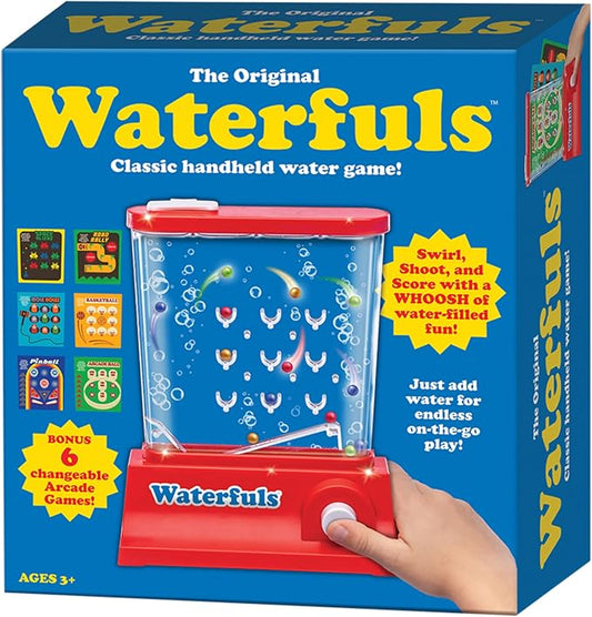 Original Waterfuls Handheld Games, Kids Retro Travel Games, Fidget Toys | Retro Travel Games, Fidget Toys, Water Games, Kids Games, Screen Free, 6 Interchangeable Back Panels