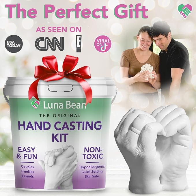 Luna Bean Hand Casting Kit - Couples, Wedding, Hand Mold | Highly detailed, easy to use, fun activity for making memories; gifts for women, special occasions, milestones, and family