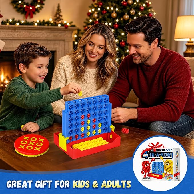 Tic Tac Toe Game & 4 in A Row Board Games Mini Tic Tac Toe Kids Travel Family Strategy Board Games for Kids & Adults Coffee Table Decor Indoor Outdoor Toys Gift