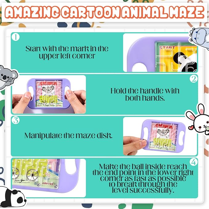 Jellyarch 36 Pcs Mini Maze Puzzle Bulk Small Handheld Maze Cube, Animals | Educational Handheld Travel Game, Classroom Exchange Return Gifts, Brain Teaser for Students and Adults, Portable Puzzle Set