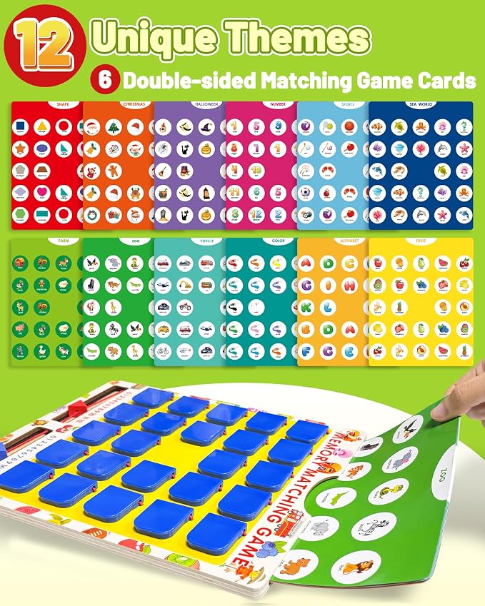 Matching Memory Game for Kids, Travel Toys Games Activities for 3-5 4-8 | Board Games 4-6, Car Games, Airplane Toys, Kids Toddler Road Trip Activities Essentials, Boys Girls Birthday Gifts