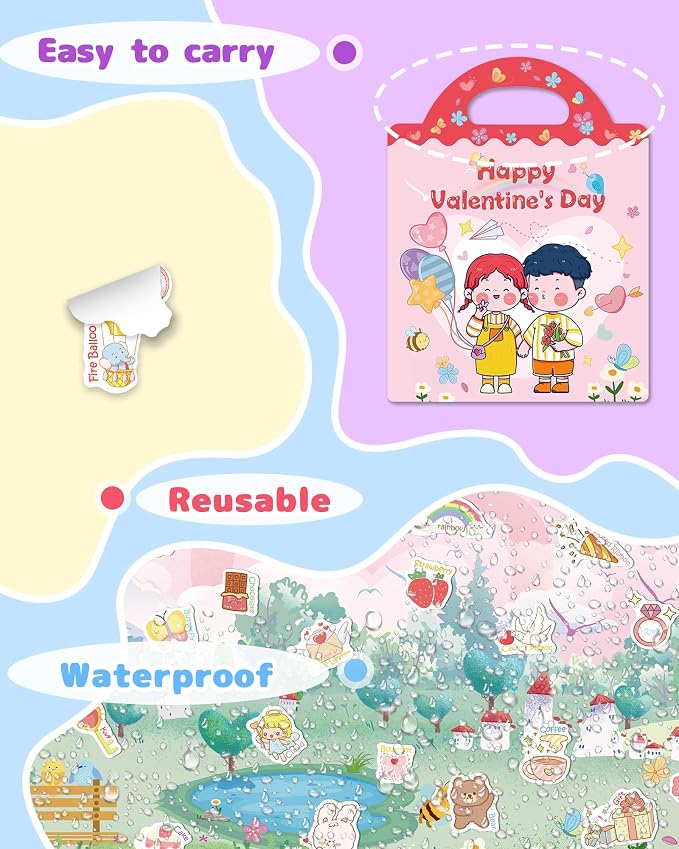 Benresive Reusable Sticker Book for Toddlers, Travel Stickers for Kids | Toddler Travel Activities Toys, Birthday Gifts for Boys & Girls, Airplane Travel & Road Trip Essentials Kids