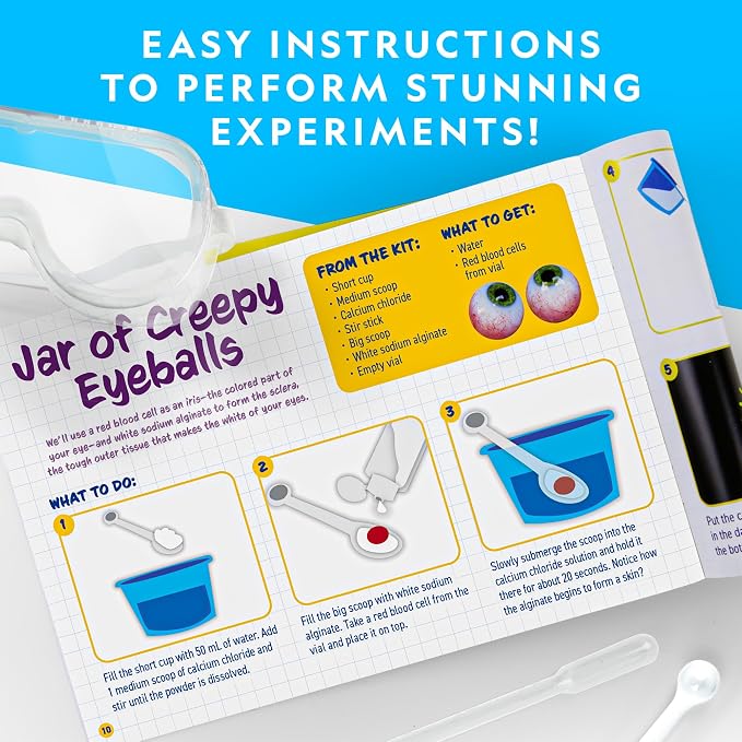 National Geographic Gross Science Kit with 45 Experiments for Kids 8-12 | Brain Dissection, Slime Making, Creepy STEM Projects, Chemistry Activities, Gross Science Experiments, Birthday Gift