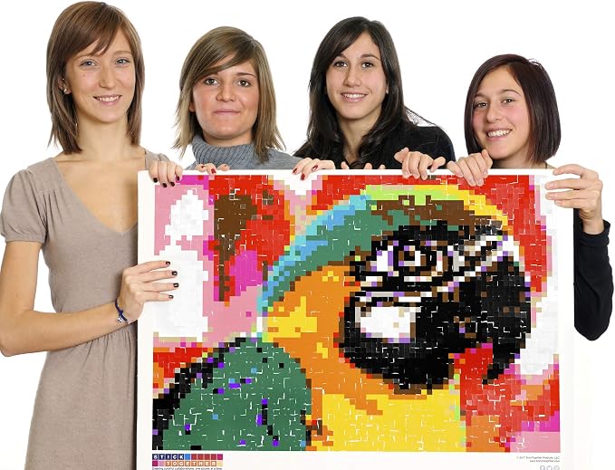 Huge Mosaic Puzzle Poster Kits | Group Project | No Mess Paint by Sticker | Stay at Home Activity | Classroom | One Sticker at a Time! | Large Parrot | Learning Fun | 40” X 36” Giant Poster