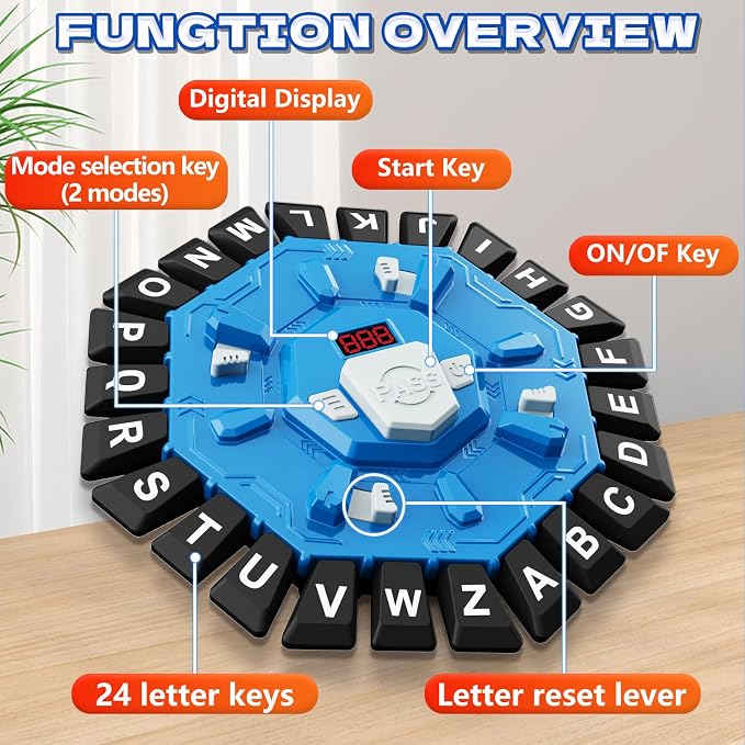 Word Game Family Board Game with Digital Display Timer for Kids and Adults | Fast-Paced 24-Letter Word Game with 2 Modes & 35 Cards for Family Game Nights and Parties, Ages 3 & Up, 2-8 Players