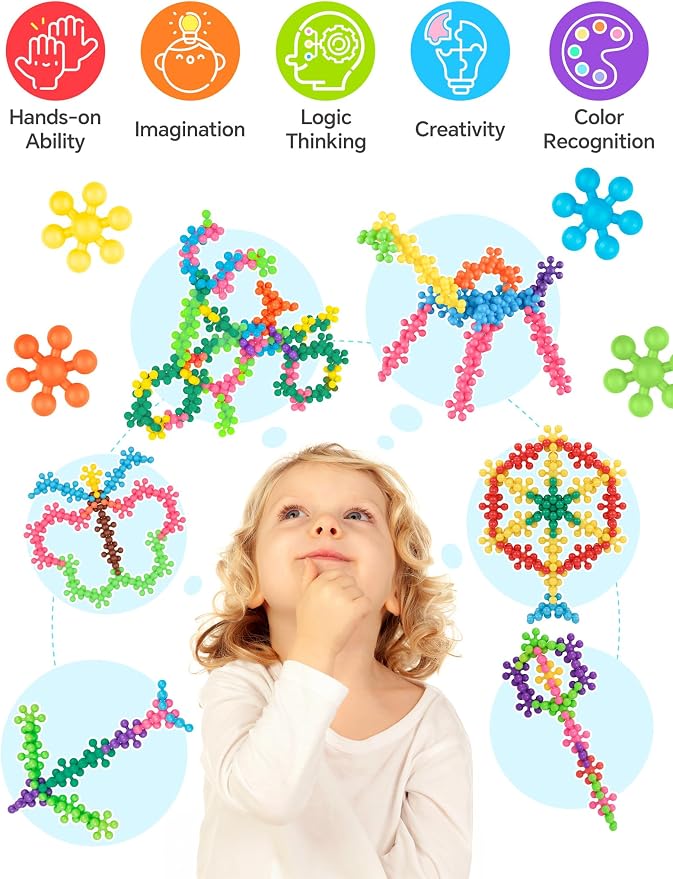 100PCS Building Blocks STEM Construction Toy for Kids 3+, Multi-Color | Solid Plastic Early Learning Creativity STEM Toy, Safe Material, Educational Toy for Kids