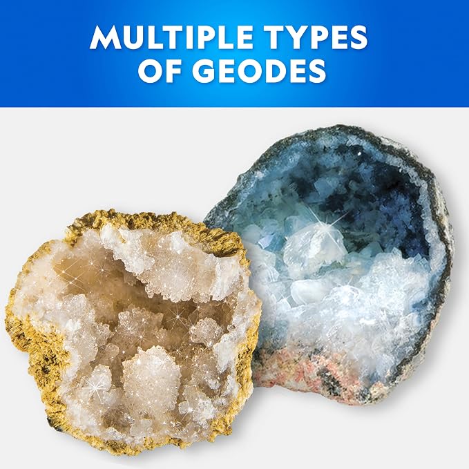 National Geographic Break Open 15 Premium Geodes Science Kit for Kids | Extra-Large Natural Specimens, Safety Goggles, Real Crystals Inside, Break Your Own Geodes, Earth Science, Birthday Gift
