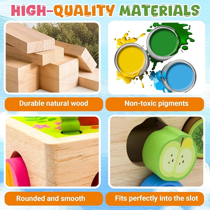 MEGRANATE Montessori Wooden Shape Sorter for Kids Carrot Shape Sorting Toy for Kids Montessori Shape Puzzles Fine Motor Toys Sensory Learning Educational Toys for Kids 3+ Years Old