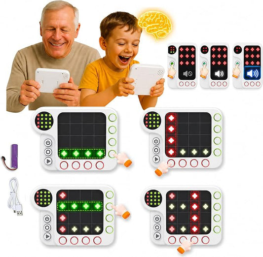 Rechargeable Electronic Brain Game with 300 Original Challenges,Hand held Puzzle Games for Kids Adult Teen Seniors-Road Trip Activities&car&Airplane&Travel Offline Games for Kids 8-12