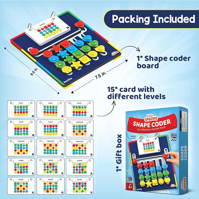 Smartivity Shape Coder Puzzle Toy for Kids 6-12 Years | 15 Challenge Cards, 5 Columns & Colored Shapes | Builds Logic & Colour Matching | Travel-Friendly Educational Gift