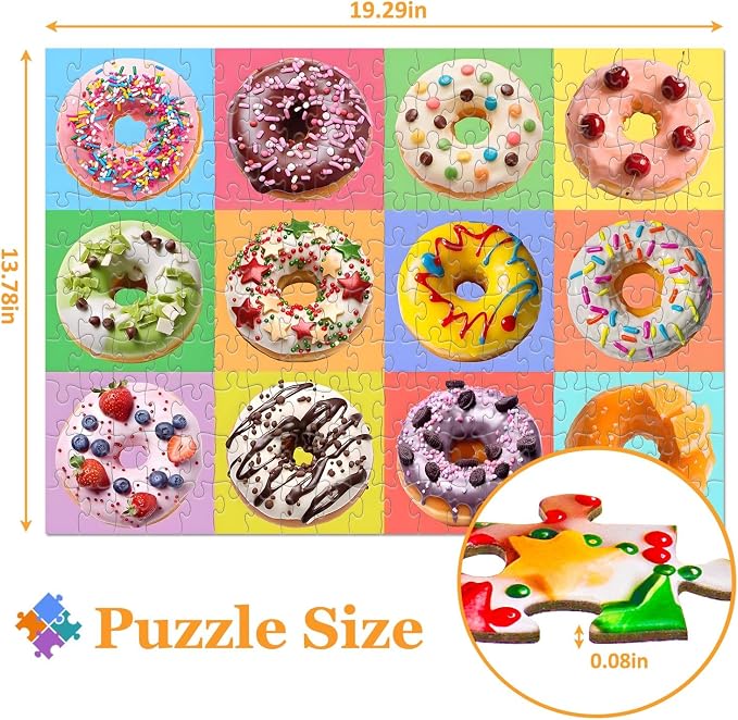 Puzzles for Kids Ages 6-8 8-10 Year Old -200 Pieces Colorful Sweet Donuts | Educational Learning Toys Puzzles for Kids Ages 10-12, Gift for Boys and Girls, Home Decor