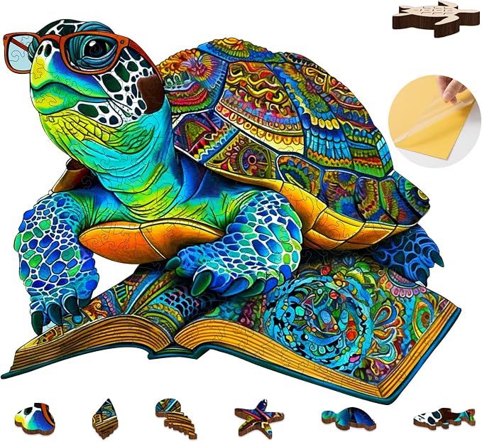 Mys Aurora Sea Turtle Puzzles for Adults 500 Pieces Family Game Gifts | 5MM Thick Jigsaw Puzzles Unique Shape Ocean Wooden Puzzles for Adults and Kids, 18.3 x 15.3 Inches