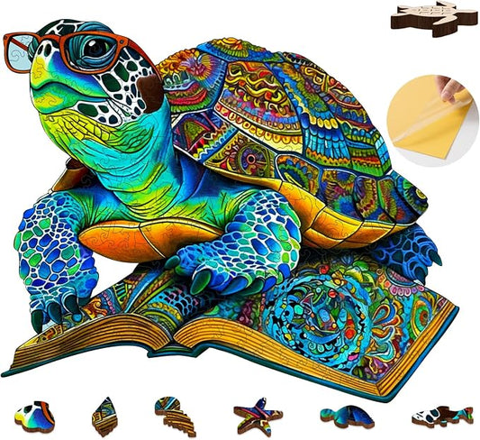 Mys Aurora Sea Turtle Puzzles for Adults, 200 Pieces Unique Jigsaw Puzzles | 5MM Thick Ocean Wooden Puzzles for Adults and Kids Birthday Gifts Family Game, 12 x 10 Inches