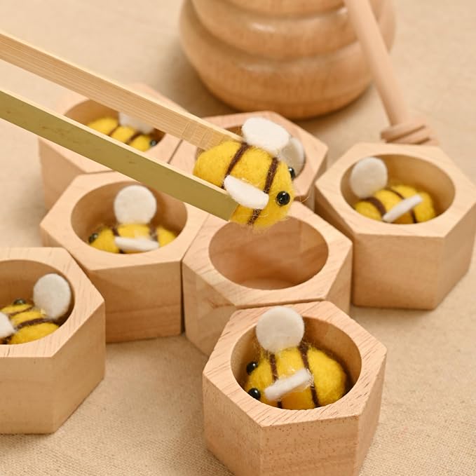 Sorting Stacking Wooden Toys for Toddlers, Wood Bee Hive | Montessori Toys for Toddlers, Sensory Bin Tool Toy, Fine Motor Skill Tactile Toy, Early Learning Educational Gift for Kids
