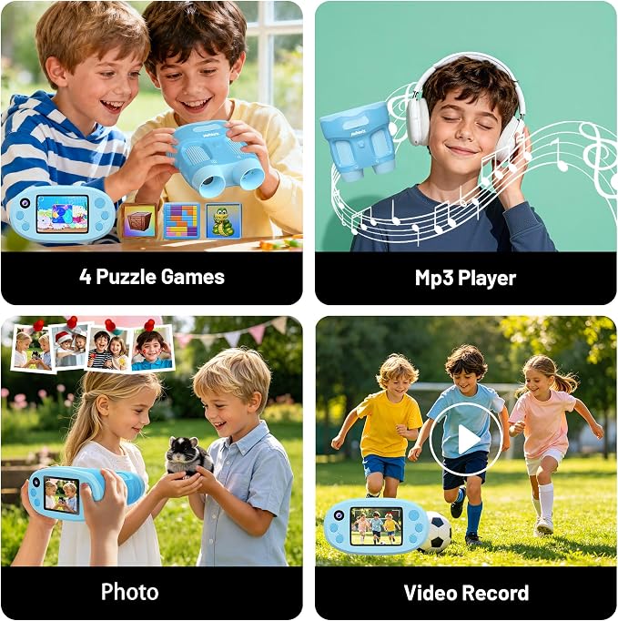 1000X Handheld Microscope for Kids 2.0" Screen 32GB Card Included | Rechargeable 3 in 1 Pocket Digital Kids Microscopes with Camera & Selfie Lens, Edu Science Kits for Kids 4-6 8-12 Blue