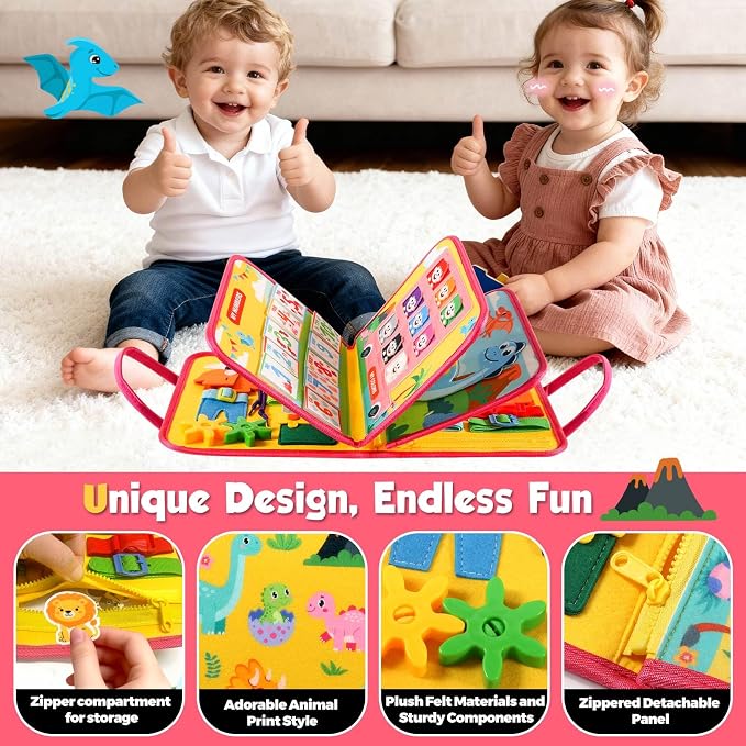 GOLIYEAN Toddler Busy Board Montessori Toys for Toddler Boy Girl Birthday Gifts, Educational Learning Sensory Busy Book for Toddlers, Quiet Activity Books for Toddlers, Travel Toys for Airplane Car