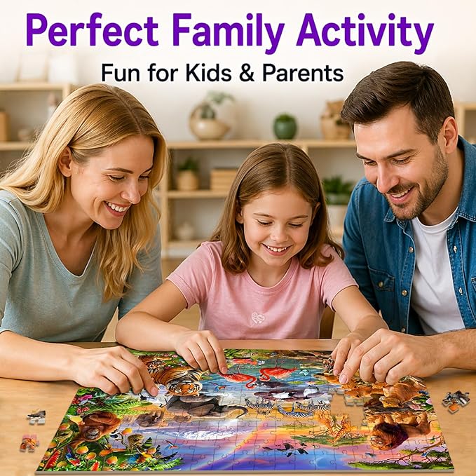 Puzzles for Kids Ages 6-8 8-10 - 200 Piece Puzzles - Animal World Puzzle | 200 Piece Puzzles for Kids.Puzzles for 6 7 8 9 10 11 12 years old boys and girls.Learning Puzzle Toy.jigsaw puzzle 200 pieces