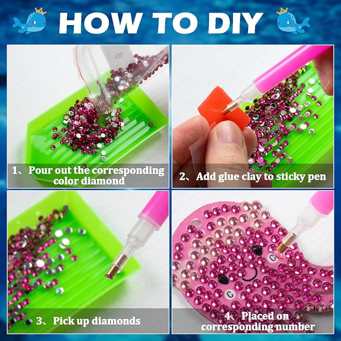 Labeol Arts and Crafts for Kids - Creat Your Own GEM Keychains-5D Diamond Painting by Numbers GEM Kits for Kids Girls Toddler Age 6-7 6-8 10-12