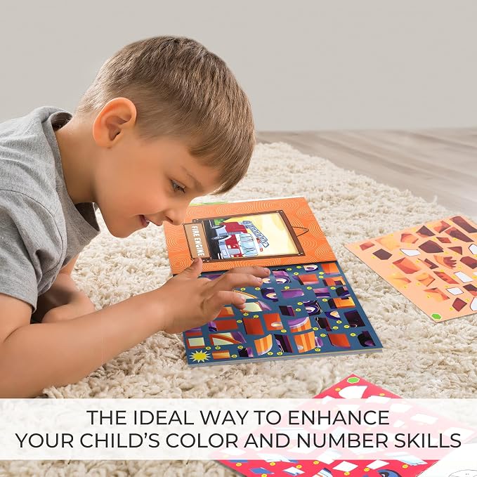 Fun Paint with Sticker Books for Kids Set of 2 - Vibrant Themes, Ages 4-8 | Entertaining Sticker Activity Keeps Kids Busy - Perfect Puzzle to Learn Shapes and Numbers at Home or Travelling