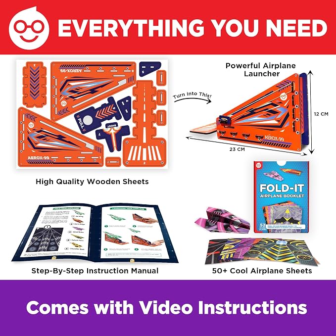 Doctor Jupiter Paper Airplane Launcher Kit for Kids Ages 6+, Birthday Gifts | Gift Ideas for Boys & Girls Ages 6,7,8,9,10,11,12, Paper Airplane Book, STEM Launcher Toy