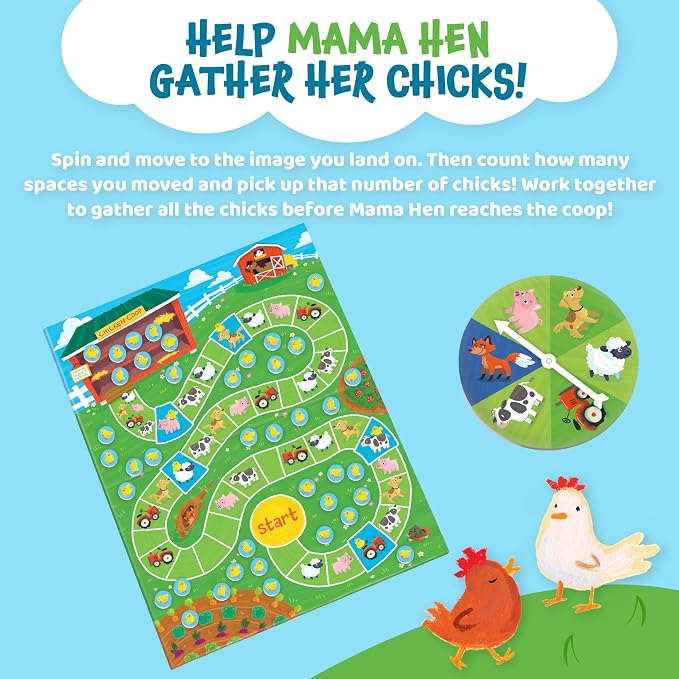 Peaceable Kingdom Count Your Chickens Award Winning Cooperative Counting Game for Kids | Award-winning cooperative counting game—help the hen gather all 40 chicks. Builds early math skills, great for ages 3+
