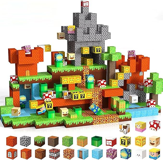 Magnetic Building Blocks Magnetic Building Tiles Toys for Boys Girls Age 3+，Creative Plastic Magnet Square Gift for Kids Game World 150pcs