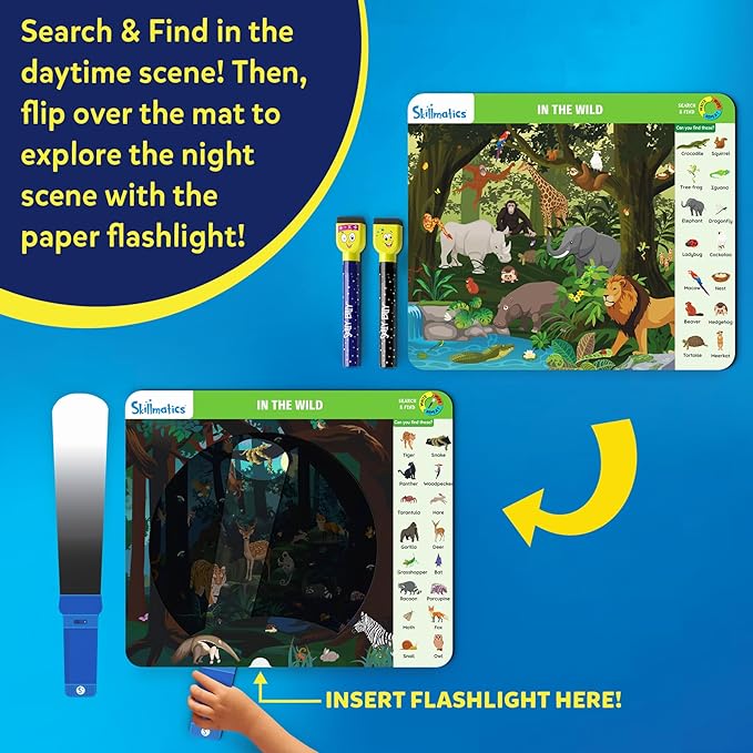 Skillmatics Preschool Learning Activity – Search and Find, Flashlight Magic | Educational Game for Kids, Toddlers Who Love Toys, Art & Craft Activities, Screen-Free, Gift for Girls and Boys Ages 3-6