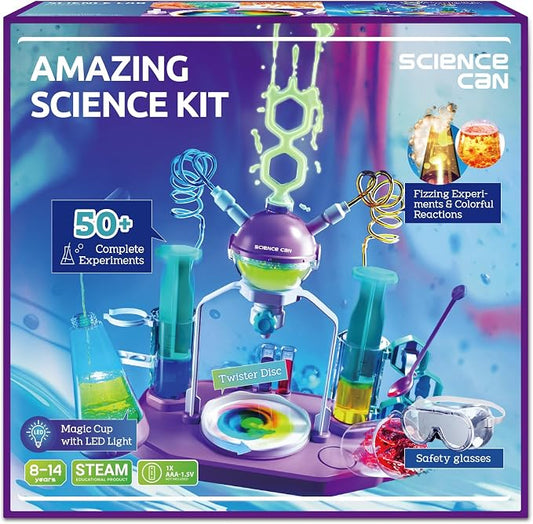 Science Can Science Kits for Kids Age 8-12, 50+ Science Experiments Sets | STEM Learning Toys, Unique Chemistry Lab, Safety Goggle, Illustrated Manual, Birthday Gifts for 8 9 10+ Year Old Girls Boys