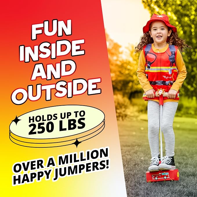 Flybar My First Foam Pogo Jumper for Kids Fun and Safe Pogo Stick for Toddlers, Durable Foam and Bungee Jumper for Ages 3 and up, Supports up to 250lbs (Red Fire)