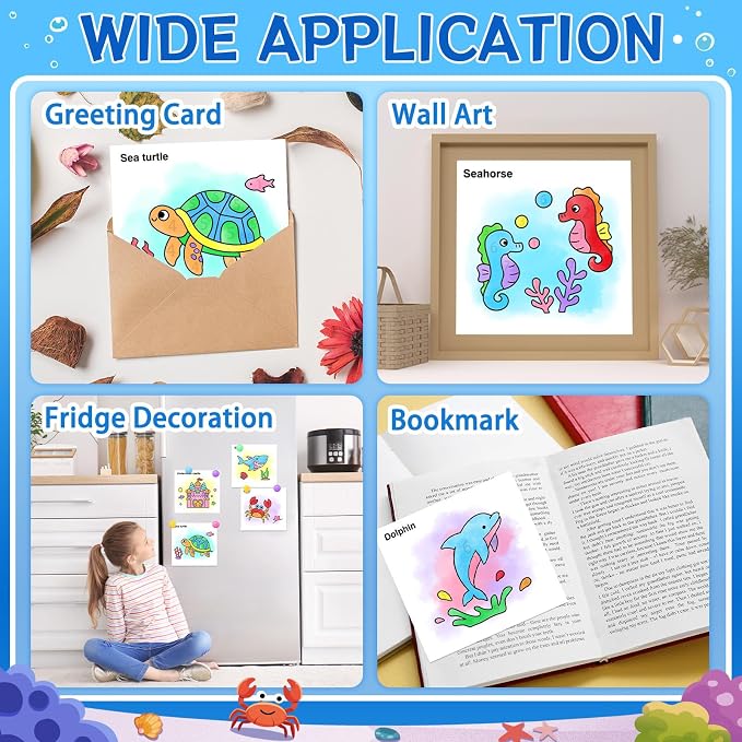 SOCOLER Paint with Water Coloring Books for Toddlers,Sea World Theme Mess Free Watercolor Painting Papers for Kids Water Color Paint Kit Art Craft Gift for Ages 1-3,4-8