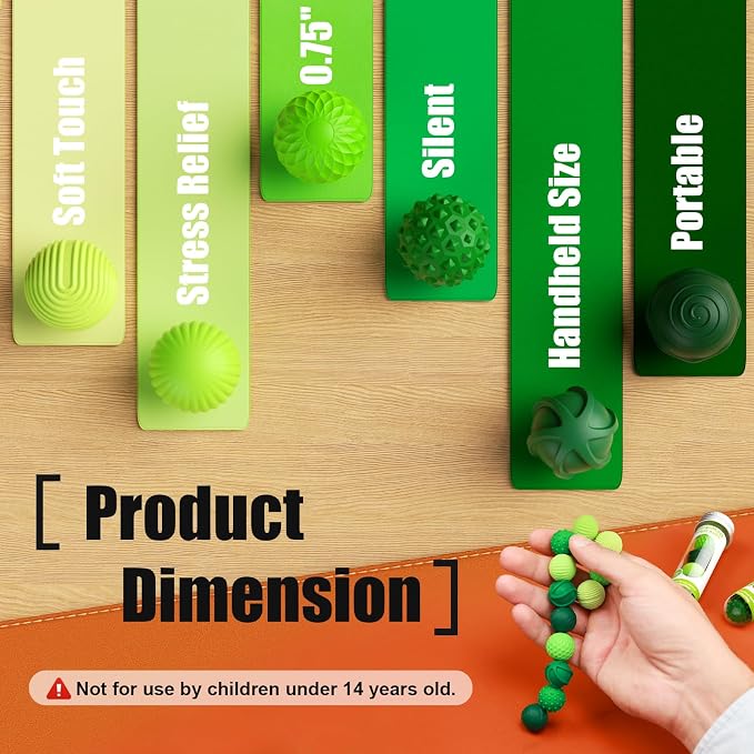 Magnetic Fidget Balls, 12-Pack Silicone Sensory Toys for Adults & Teens | Quiet Stress Relief Balls for Office, Fun Desk Toys with Textures, Calming & Relaxing Gift for Men & Women