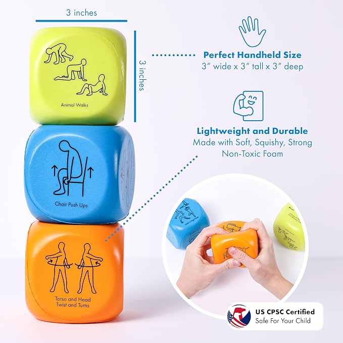 Sensory Activity Dice for Kids and Adults | Fun and Effective Brain Breaks, Helps with Focus, Calm and Energy, Self Regulation for Kids, Occupational Therapist Approved