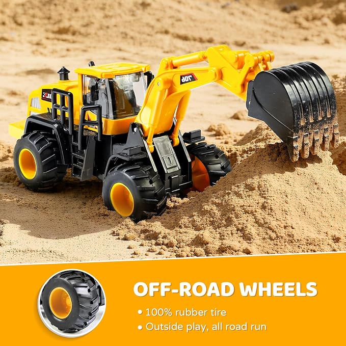 Beestech Construction Truck Toys for 3 4 5 6 7 8 Years Old Boys, Truck Vehicles Sand Sandbox Beach Toys, Excavator Forklift Bulldozer Friction Powered