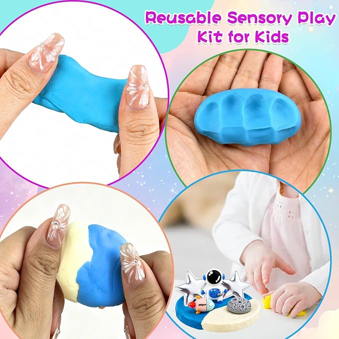 6 Pack Play Dough Jars Reusable Sensory Dough Kit Educational Creative Playdough for Boys Girls Home Preschool Classroom Activities Holiday Birthday Party Favor