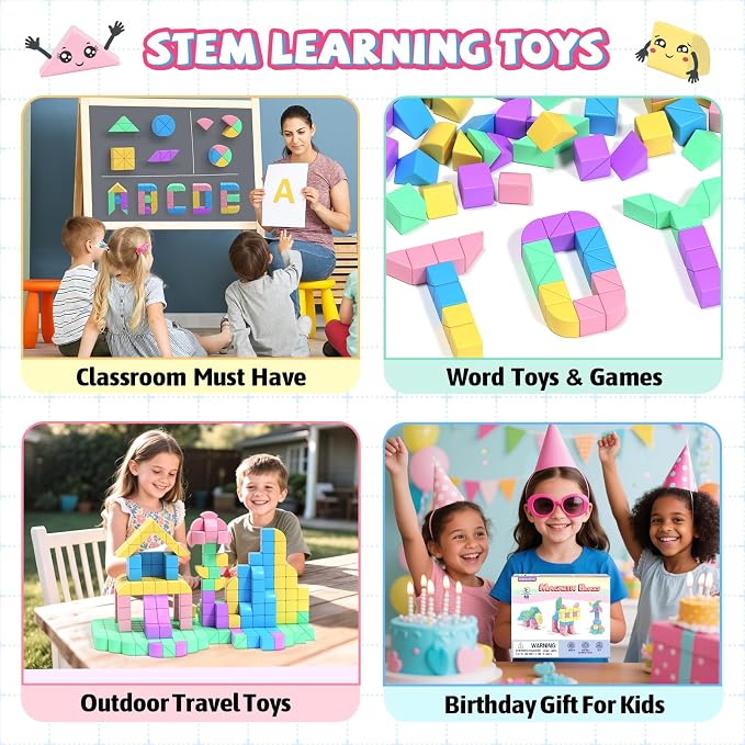 40Pcs Magnetic Blocks,Montessori STEM Toys, Ideal Gifts for Kids Ages 3+