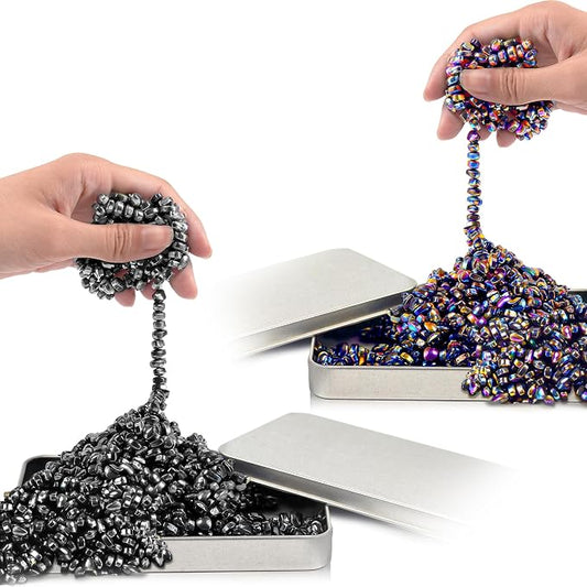 Fidget Toys for Teen Boys Adult, 1000pc Metal Cool Gadgets Gift Quiet Office Desk Sensory Stress Fidgets Beads Stones Toy Anxiety Relief Items for Teen Girls ADHD Autism Autistic Ferrite Putty