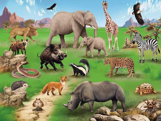 Puzzles for Kids Ages 6-8 Year Old, 100 Piece Grassland Animals Jigsaw Puzzle for Toddler Children Learning Educational Puzzles Toys for Boys and Girls - Every Piece is Unique